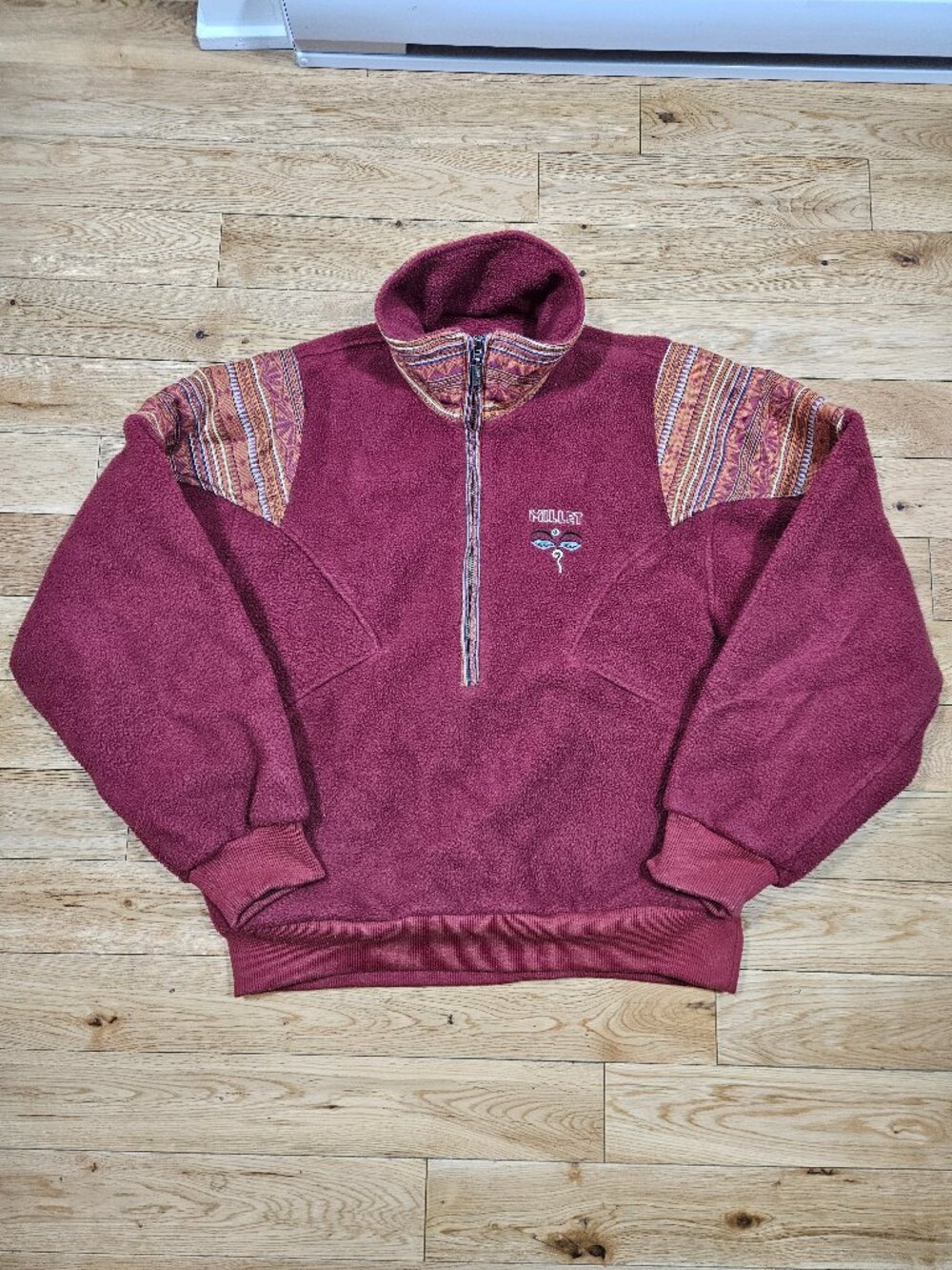 Vintage Millet Made in USA Polartec 1/4 Fleece Pullover Aztec Nepal 90 men Small